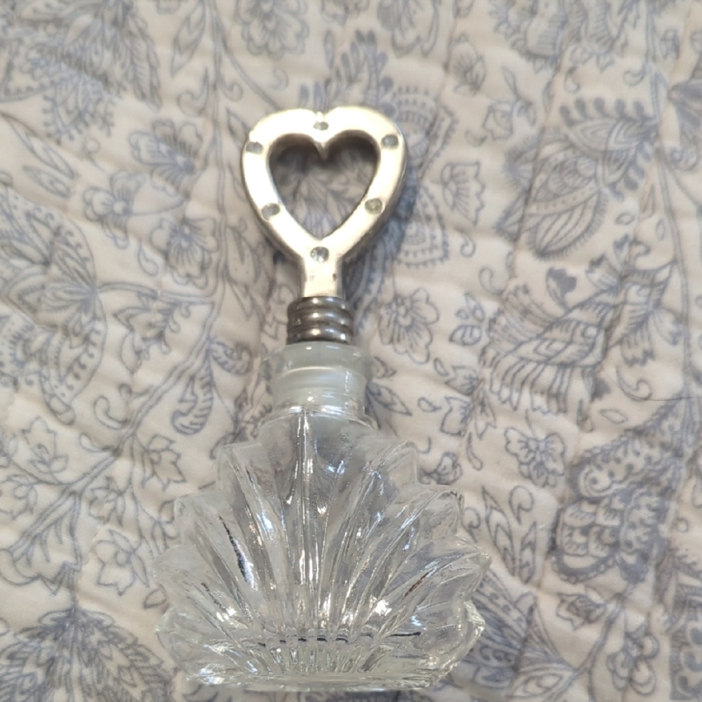 Heart-Handled Clear Glass Perfume Bottle